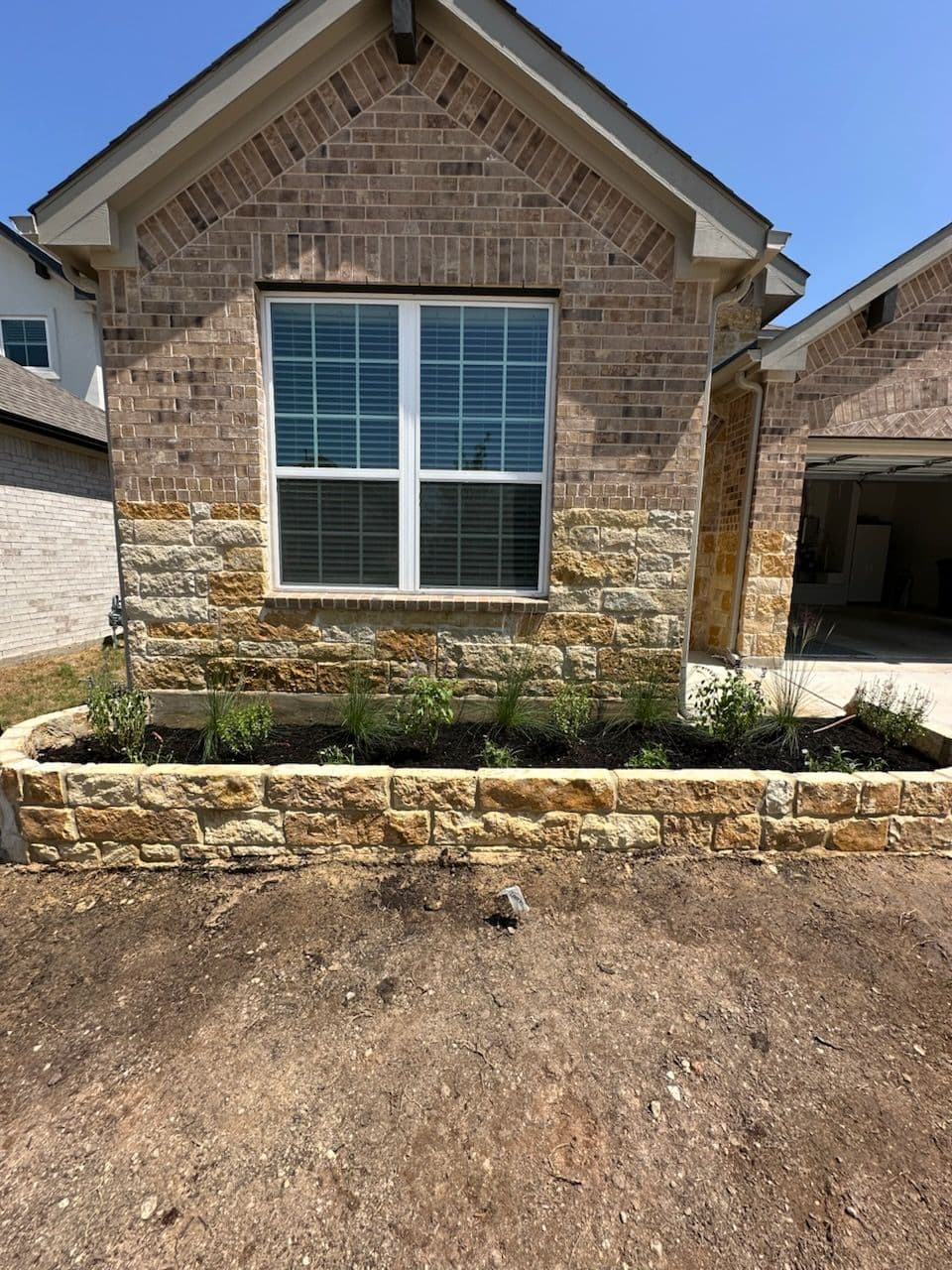 Custom Limestone Planter Bed in Leander